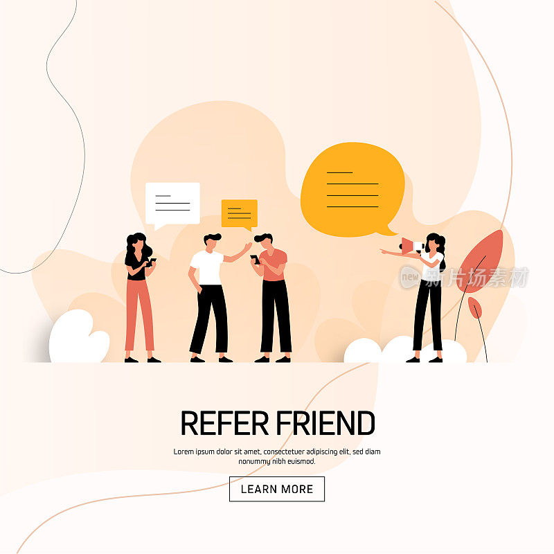Refer A Friend Concept Vector Illustration for Website Banner, Advertisement and Marketing Material, Online Advertising, Business Presentation etc.